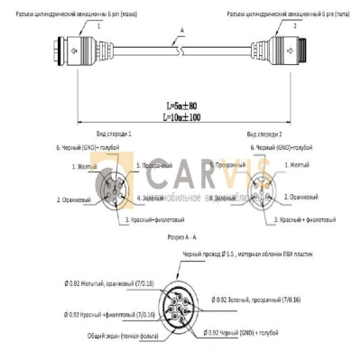 Кабель 6pin(мама) — 6pin(папа)  витая пара 10 метров - ООО "Где Авто"
